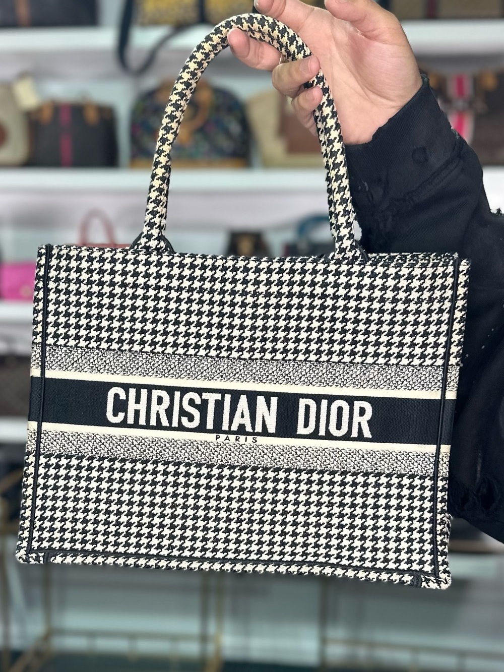 Dior Houndstooth Book Tote